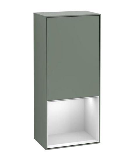 Шафка для ванної Villeroy & Boch Finion 41,8х93,6х27 см петлі зліва з підсвічуванням МДФ оливковий матовий лак/білий матовий лак G540MTGM