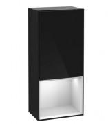 Шкафчик для ванной Villeroy & Boch Finion 41,8х93,6х27 см петли слева с подсветкой МДФ глянцевый черный лак/белый матовый лак G540MTPH