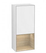 Шкафчик для ванной Villeroy & Boch Finion 41,8х93,6х27 см петли слева с подсветкой МДФ глянцевый белый лак/шпон дуба G540PCGF