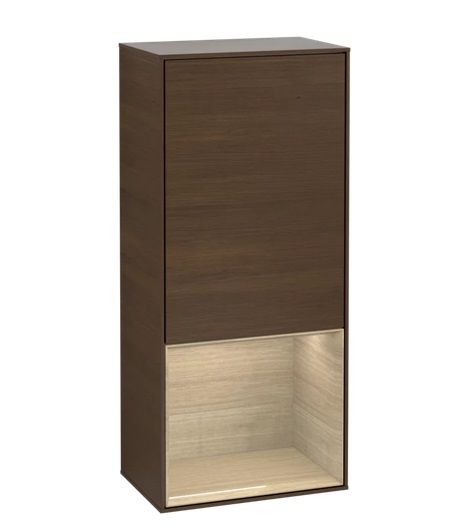 Шкафчик для ванной Villeroy & Boch Finion 41,8х93,6х27 см петли слева с подсветкой ДСП шпон грецкого ореха/шпон дуба G540PCGN