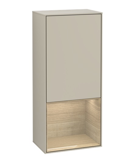 Шафка для ванної Villeroy & Boch Finion 41,8х93,6х27 см петлі зліва з підсвічуванням МДФ пісок матовий лак/шпон дуба G540PCHH