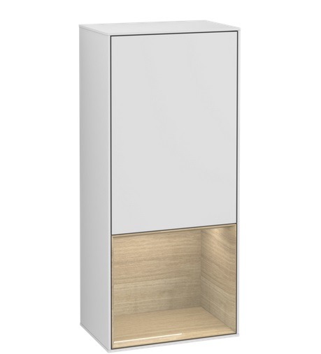 Шафка для ванної Villeroy & Boch Finion 41,8х93,6х27 см петлі зліва з підсвічуванням МДФ білий матовий лак/шпон дуба G540PCMT