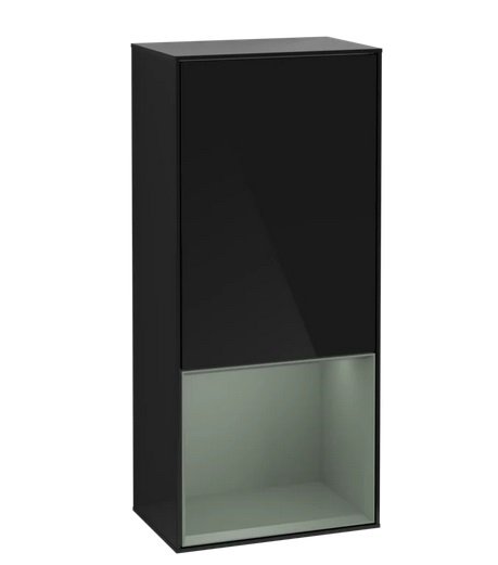 Шкафчик для ванной Villeroy & Boch Finion 41,8х93,6х27 см петли слева с подсветкой МДФ глянцевый черный лак/оливковый матовый лак G540GMPH
