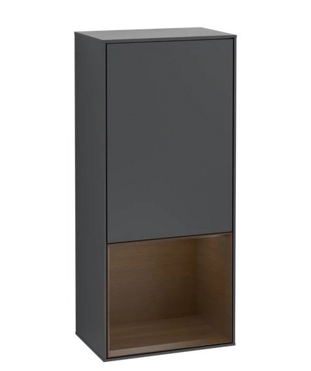 Шафка для ванної Villeroy & Boch Finion 41,8х93,6х27 см петлі зліва з підсвічуванням МДФ темно-синій матовий лак/шпон волоського горіха G540GNHG