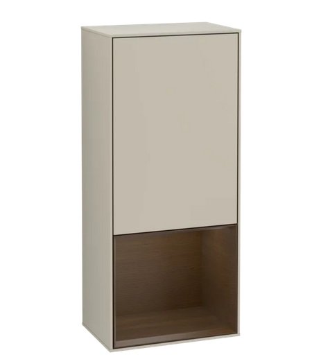 Шкафчик для ванной Villeroy & Boch Finion 41,8х93,6х27 см петли слева с подсветкой МДФ песок матовый лак/шпон грецкого ореха G540GNHH