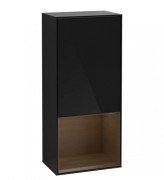 Шафка для ванної Villeroy & Boch Finion 41,8х93,6х27 см петлі зліва з підсвічуванням МДФ глянсовий чорний лак/шпон волоського горіха G540GNPH