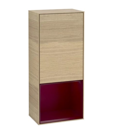 Шафка для ванної Villeroy & Boch Finion 41,8х93,6х27 см петлі зліва з підсвічуванням ДСП шпон дуба/півон матовий лак G540HBPC