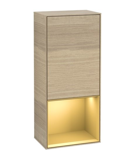 Шкафчик для ванной Villeroy & Boch Finion 41,8х93,6х27 см петли слева с подсветкой ДСП шпон дуба/золотой матовый лак G540HFPC