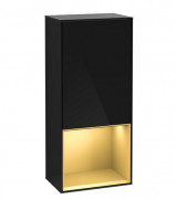 Шкафчик для ванной Villeroy & Boch Finion 41,8х93,6х27 см петли слева с подсветкой МДФ глянцевый черный лак/золотой матовый лак G540HFPH