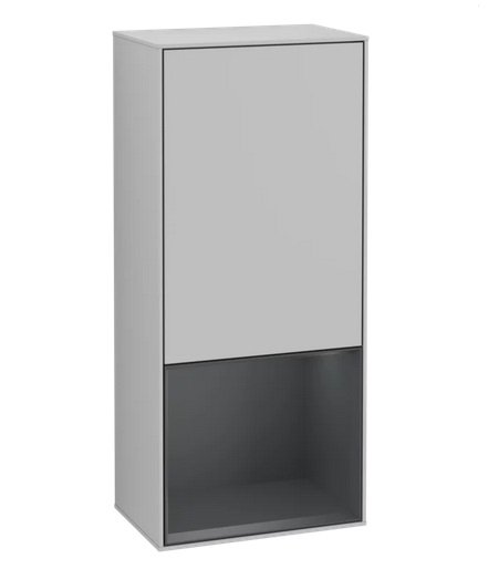 Шкафчик для ванной Villeroy & Boch Finion 41,8х93,6х27 см петли слева с подсветкой МДФ светло-серый матовый лак/темно-синий матовый лак G540HGGJ