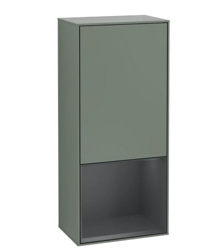 Шкафчик для ванной Villeroy & Boch Finion 41,8х93,6х27 см петли слева с подсветкой МДФ оливковый матовый лак/темно-синий матовый лак G540HGGM