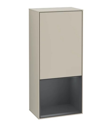 Шафка для ванної Villeroy & Boch Finion 41,8х93,6х27 см петлі зліва з підсвічуванням МДФ пісок матовий лак/темно-синій матовий лак G540HGHH