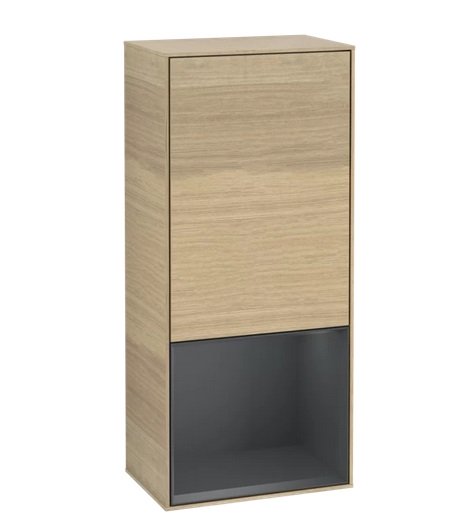 Шкафчик для ванной Villeroy & Boch Finion 41,8х93,6х27 см петли слева с подсветкой ДСП шпон дуба/темно-синий матовый лак G540HGPC