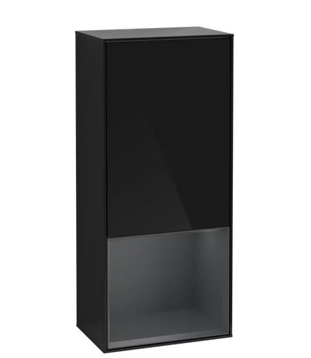 Шкафчик для ванной Villeroy & Boch Finion 41,8х93,6х27 см петли слева с подсветкой МДФ глянцевый черный лак/темно-синий матовый лак G540HGPH