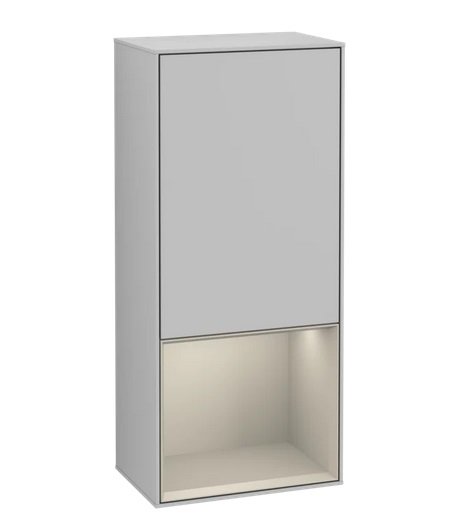 Шкафчик для ванной Villeroy & Boch Finion 41,8х93,6х27 см петли слева с подсветкой МДФ светло-серый матовый лак/песок матовый лак G540HHGJ