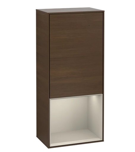 Шкафчик для ванной Villeroy & Boch Finion 41,8х93,6х27 см петли слева с подсветкой ДСП шпон грецкого ореха/песок матовый лак G540HHGN