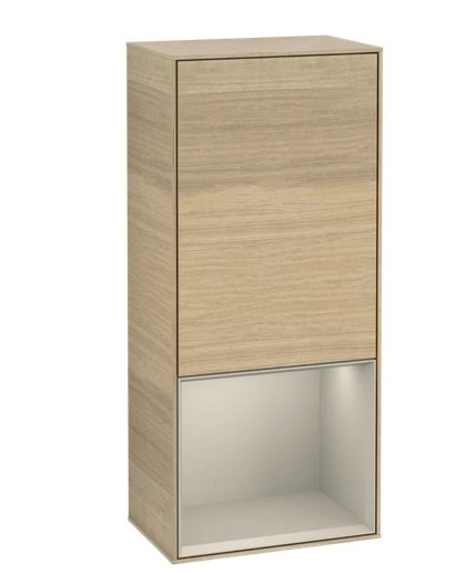 Шкафчик для ванной Villeroy & Boch Finion 41,8х93,6х27 см петли слева с подсветкой ДСП шпон дуба/песок матовый лак G540HHPC