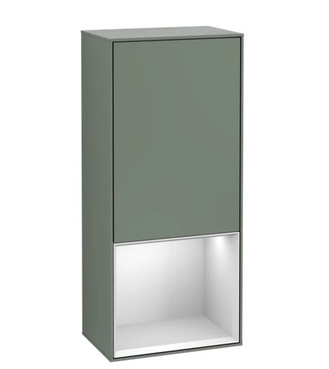 Шкафчик для ванной Villeroy & Boch Finion 41,8х93,6х27 см петли слева с подсветкой МДФ оливковый матовый лак/белый матовый лак G540MTGM