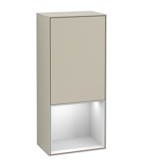 Шкафчик для ванной Villeroy & Boch Finion 41,8х93,6х27 см петли слева с подсветкой МДФ песок матовый лак/белый матовый лак G540MTHH