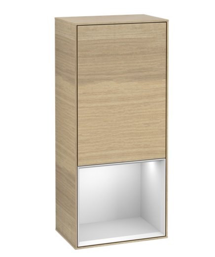 Шафка для ванної Villeroy & Boch Finion 41,8х93,6х27 см петлі зліва з підсвічуванням ДСП шпон дуба/білий матовий лак G540MTPC