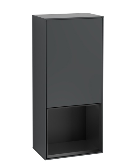 Шкафчик для ванной Villeroy & Boch Finion 41,8х93,6х27 см петли слева с подсветкой МДФ темно-синий матовый лак/черный матовый лак G540PDHG