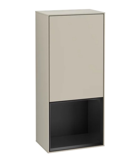 Шкафчик для ванной Villeroy & Boch Finion 41,8х93,6х27 см петли слева с подсветкой МДФ песок матовый лак/черный матовый лак G540PDHH