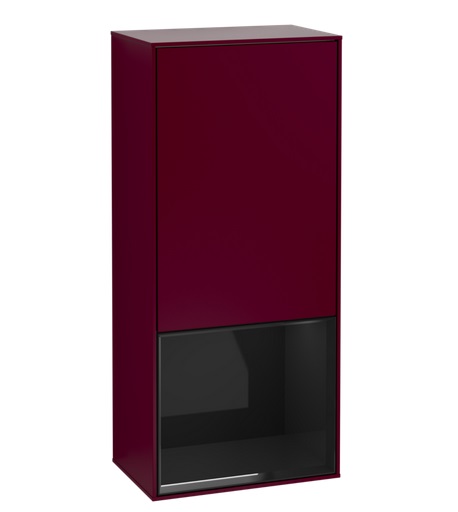 Шафка для ванної Villeroy & Boch Finion 41,8х93,6х27 см петлі зліва з підсвічуванням МДФ півонія матовий лак/глянцевий чорний лак G540PHHB