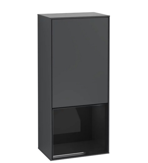 Шкафчик для ванной Villeroy & Boch Finion 41,8х93,6х27 см петли слева с подсветкой МДФ темно-синий матовый лак/глянцевый черный лак G540PHHG