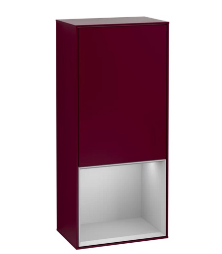 Шафка для ванної Villeroy & Boch Finion 41,8х93,6х27 см петлі праворуч з підсвічуванням МДФ півонія матовий лак/світло-сірий матовий лак F550GJHB