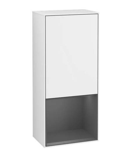 Шкафчик для ванной Villeroy & Boch Finion 41,8х93,6х27 см петли справа с подсветкой МДФ глянцевый белый лак/антрацит матовый лак F550GKGF
