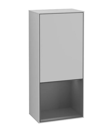 Шафка для ванної Villeroy & Boch Finion 41,8х93,6х27 см петлі праворуч з підсвічуванням МДФ світло-сірий матовий лак/антрацит матовий лак F550GKGJ
