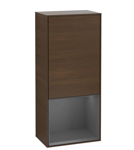 Шкафчик для ванной Villeroy & Boch Finion 41,8х93,6х27 см петли справа с подсветкой ДСП шпон грецкого ореха/антрацит матовый лак F550GKGN