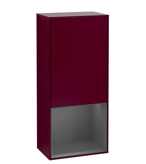 Шафка для ванної Villeroy & Boch Finion 41,8х93,6х27 см петлі праворуч з підсвічуванням МДФ півонія матовий лак/антрацит матовий лак F550GKHB