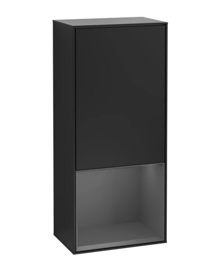 Шафка для ванної Villeroy & Boch Finion 41,8х93,6х27 см петлі праворуч з підсвічуванням МДФ чорний матовий лак/антрацит матовий лак F550GKPD