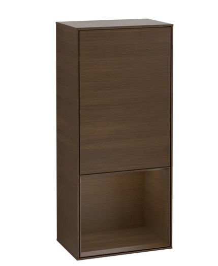 Шафка для ванної Villeroy & Boch Finion 41,8х93,6х27 см петлі праворуч з підсвічуванням ДСП шпон волоського горіха F550GNGN