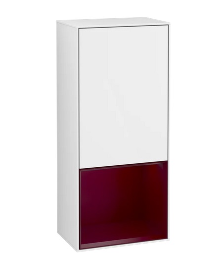 Шафка для ванної Villeroy & Boch Finion 41,8х93,6х27 см петлі праворуч з підсвічуванням МДФ глянсовий білий лак/півон матовий лак F550HBGF