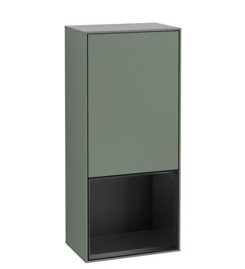 Шкафчик для ванной Villeroy & Boch Finion 41,8х93,6х27 см петли слева с подсветкой МДФ оливковый матовый лак/черный матовый лак G540PDGM