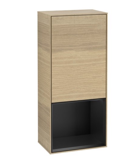 Шкафчик для ванной Villeroy & Boch Finion 41,8х93,6х27 см петли слева с подсветкой ДСП шпон дуба/черный матовый лак G540PDPC
