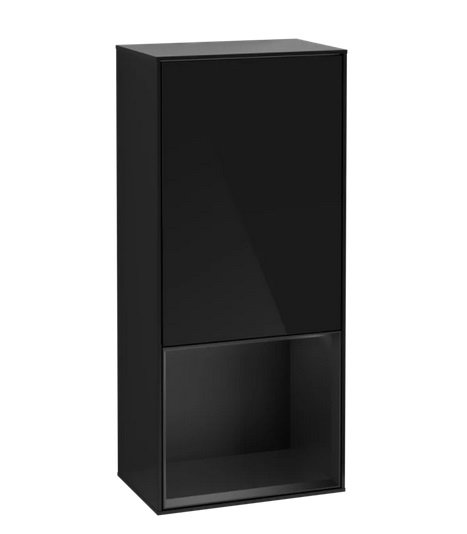 Шафка для ванної Villeroy & Boch Finion 41,8х93,6х27 см петлі зліва з підсвічуванням МДФ глянсовий чорний лак/чорний матовий лак G540PDPH