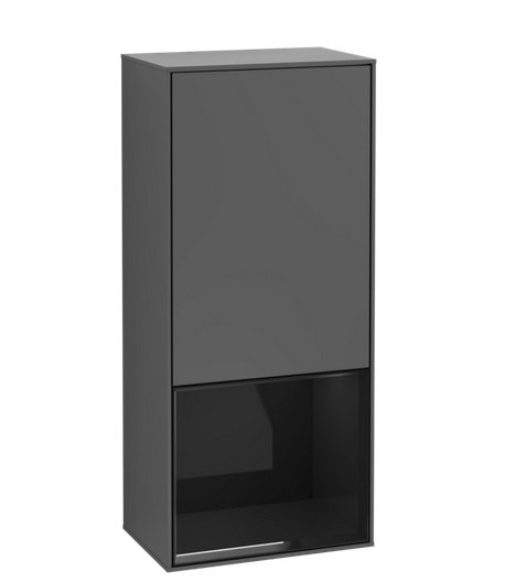 Шафка для ванної Villeroy & Boch Finion 41,8х93,6х27 см петлі зліва з підсвічуванням МДФ антрацит матовий лак/глянцевий чорний лак G540PHGK