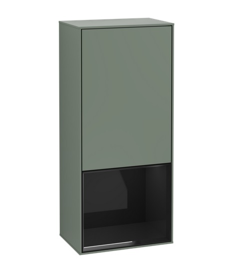 Шкафчик для ванной Villeroy & Boch Finion 41,8х93,6х27 см петли слева с подсветкой МДФ оливковый матовый лак/глянцевый черный лак G540PHGM