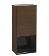 Шафка для ванної Villeroy & Boch Finion 41,8х93,6х27 см петлі зліва з підсвічуванням ДСП шпон волоського горіха/глянцевий чорний лак G540PHGN