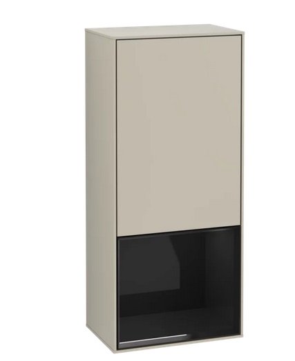 Шкафчик для ванной Villeroy & Boch Finion 41,8х93,6х27 см петли слева с подсветкой МДФ песок матовый лак/глянцевый черный лак G540PHHH