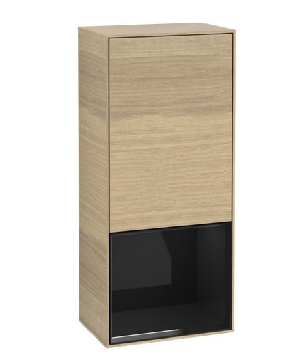 Шкафчик для ванной Villeroy & Boch Finion 41,8х93,6х27 см петли слева с подсветкой ДСП шпон дуба/глянцевый черный лак G540PHPC