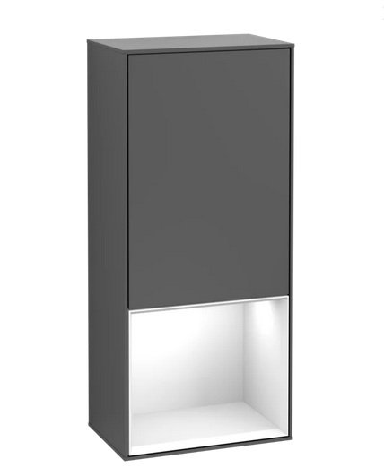 Шафка для ванної Villeroy & Boch Finion 41,8х93,6х27 см петлі праворуч з підсвічуванням МДФ антрацит матовий лак/глянсовий білий лак F550GFGK
