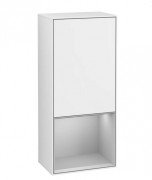 Шафка для ванної Villeroy & Boch Finion 41,8х93,6х27 см петлі праворуч з підсвічуванням МДФ глянсовий білий лак/світло-сірий матовий лак F550GJGF
