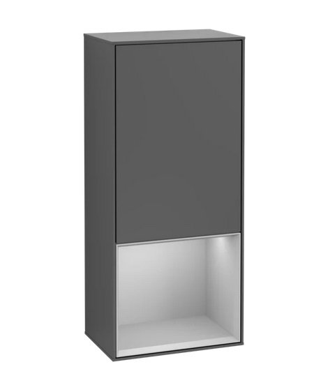 Шкафчик для ванной Villeroy & Boch Finion 41,8х93,6х27 см петли справа с подсветкой МДФ антрацит матовый лак/светло-серый матовый лак F550GJGK
