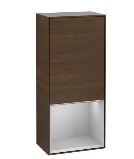 Шкафчик для ванной Villeroy & Boch Finion 41,8х93,6х27 см петли справа с подсветкой ДСП шпон грецкого ореха/светло-серый матовый лак F550GJGN