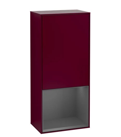 Шкафчик для ванной Villeroy & Boch Finion 41,8х93,6х27 см петли справа с подсветкой МДФ пион матовый лак/антрацит матовый лак F550GKHB