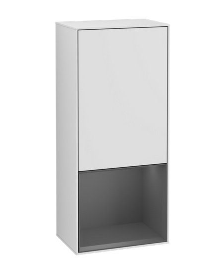 Шкафчик для ванной Villeroy & Boch Finion 41,8х93,6х27 см петли справа с подсветкой МДФ белый матовый лак/антрацит матовый лак F550GKMT